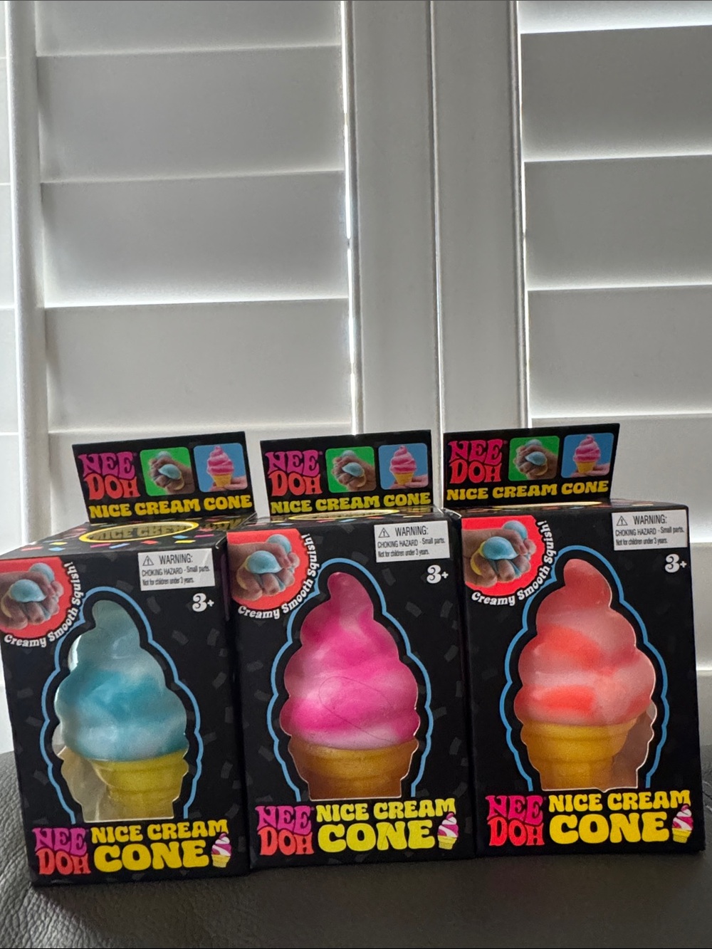 NeeDoh Nice Cream Cone Squeeze Toy Trio - Blue, Pink, Orange